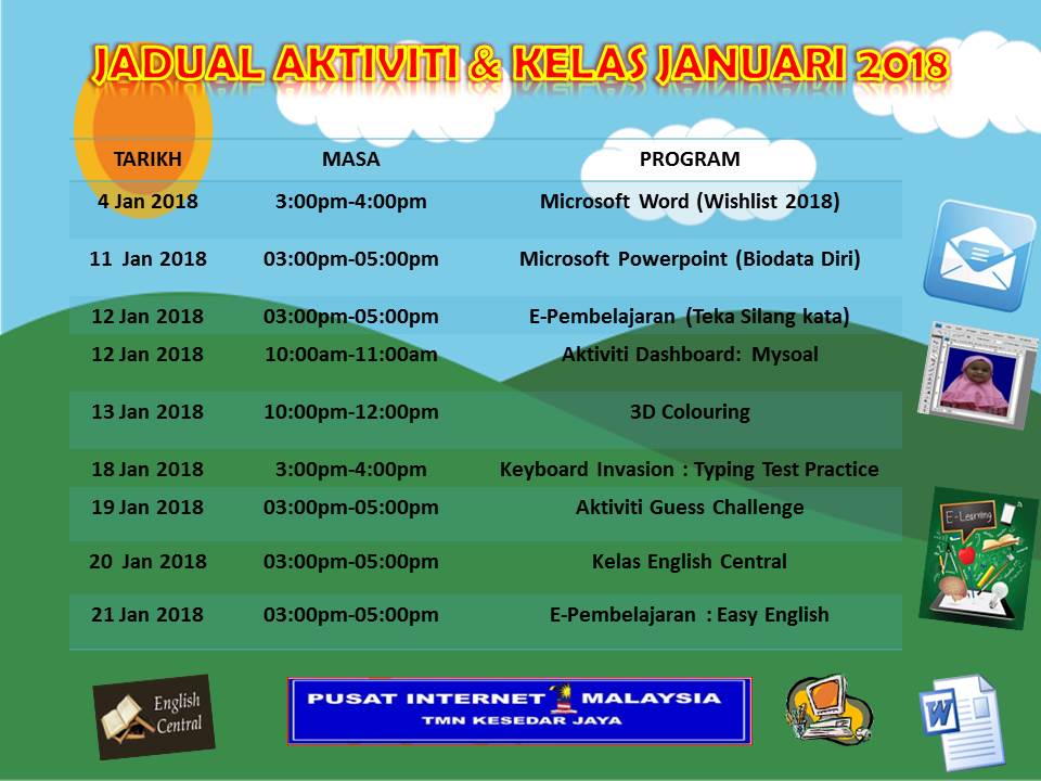 JADUAL AKTIVITI KELAS 2018